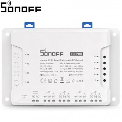 Sonoff 4CHPROR3 - Wi-Fi Smart Switch DIY Four Way 4 Gang & RF Control - 4 Output Channel